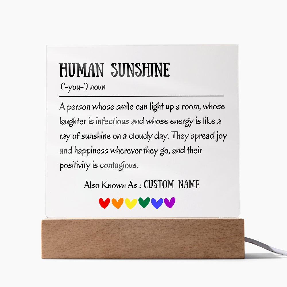 Human Sunshine Acrylic Plaque, Personalized Appreciation Gift for Women, Teacher Thank You Gift, Coworker Friendship Gift, Nurse Doctor Gift
