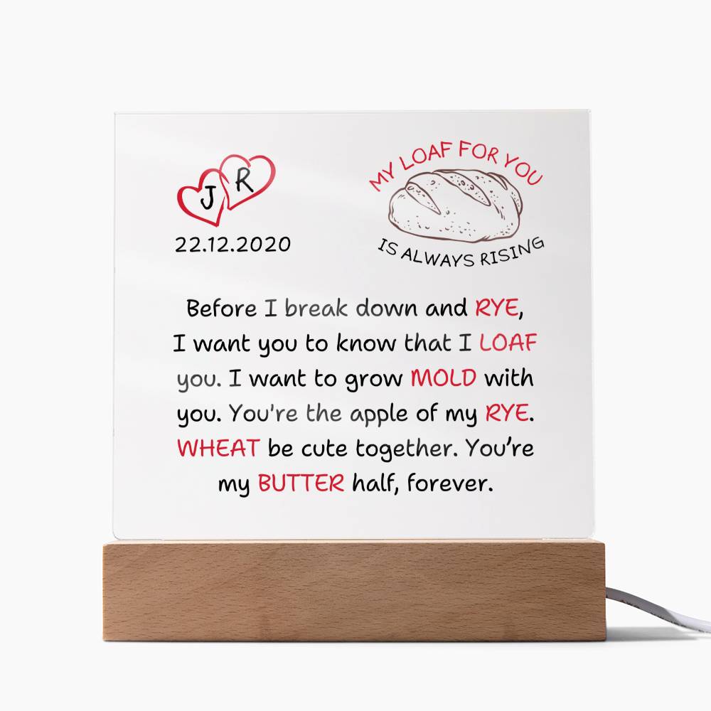 Sourdough Love Anniversary Plaque, Custom Couple Initials Date, Homesteader Homesteading Gifts, Homemaker Bread Baking Gift for Partner