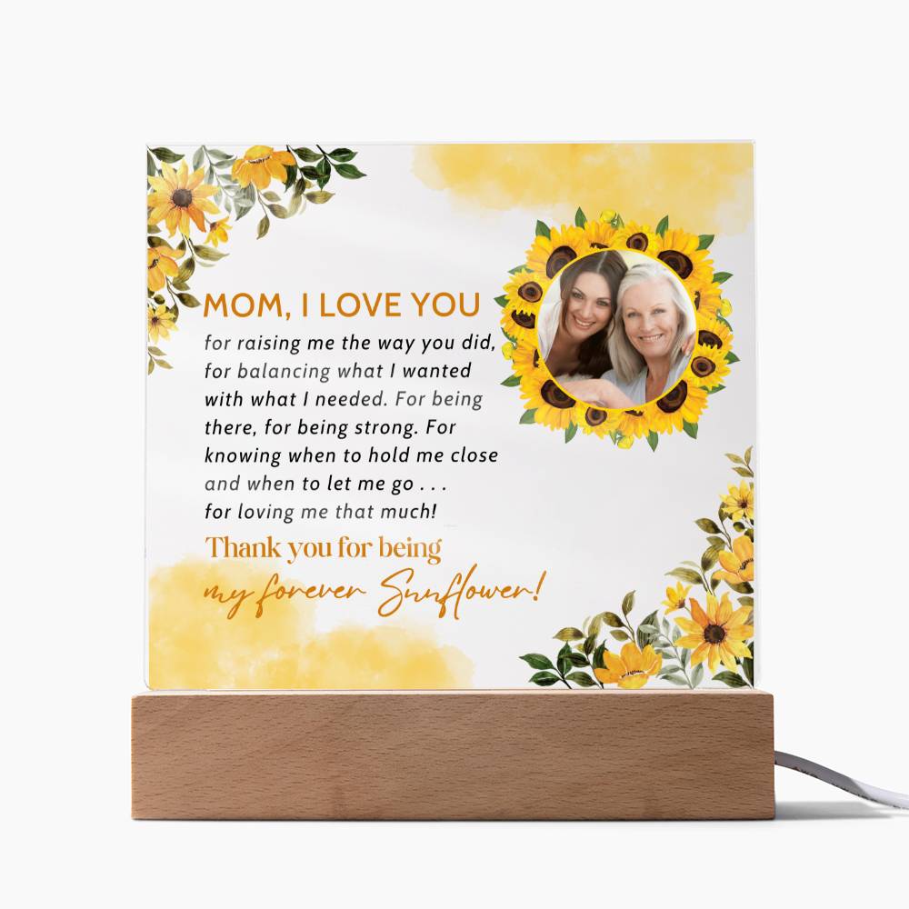 Personalised Mothers Day Gifts, Flower Gift for Mum, Birthday Gift Acrylic Plaque for Mum, Sentimental Mom Appreciation Gifts Anniversary