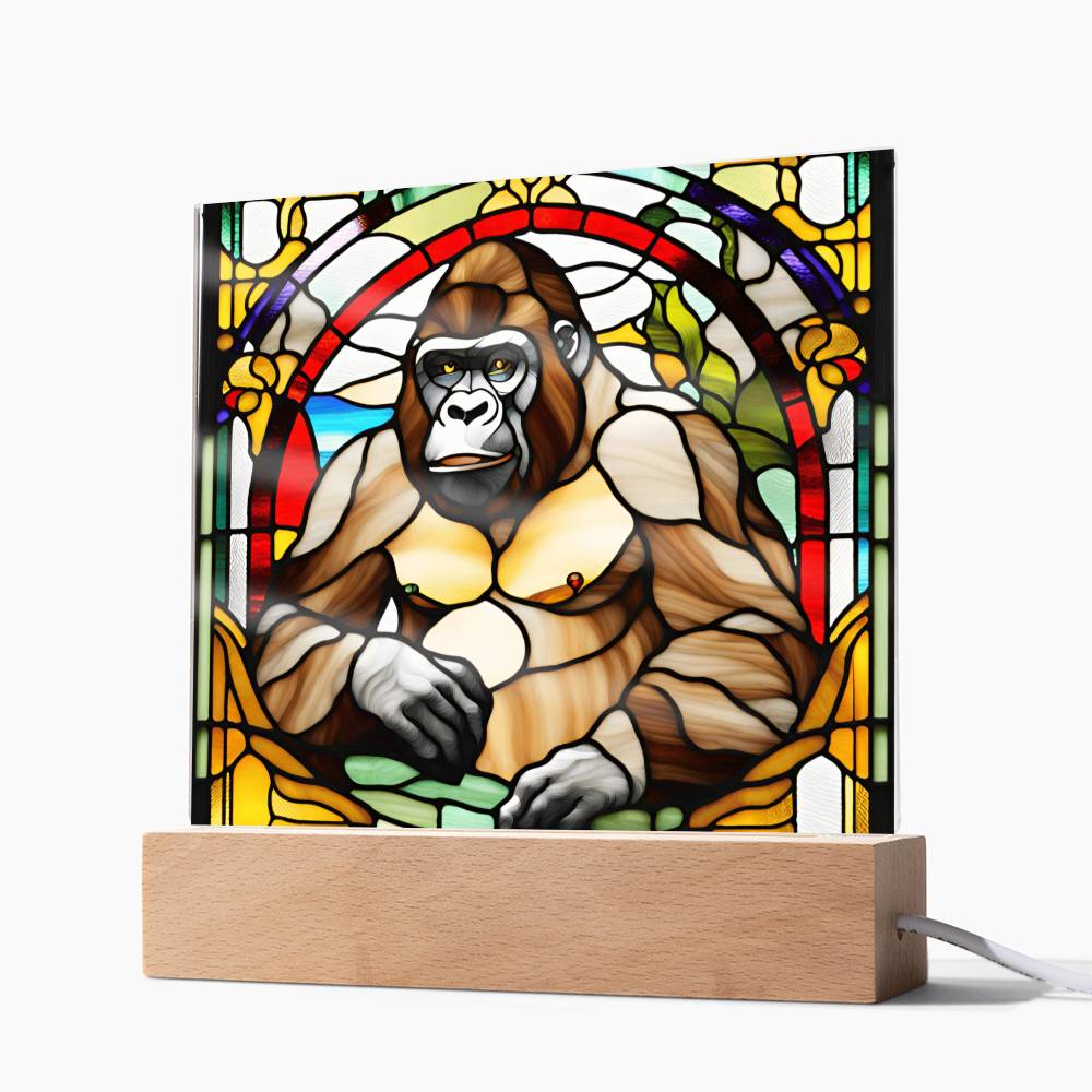 Gorilla Faux Stained Glass Acrylic Plaque Animal Gifts Monkey Charm Spirit Animal Gift Mystical Wildlife
