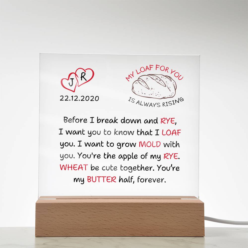 Sourdough Love Anniversary Plaque, Custom Couple Initials Date, Homesteader Homesteading Gifts, Homemaker Bread Baking Gift for Partner