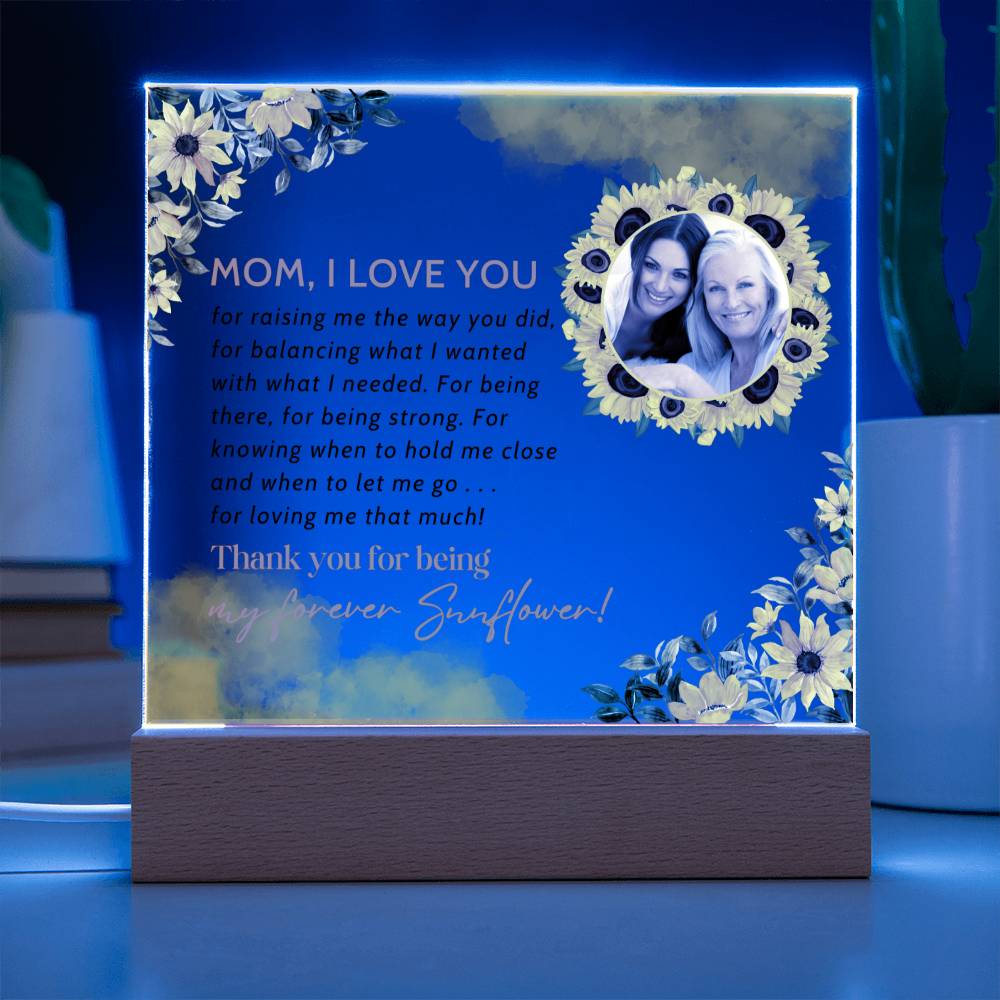 Personalised Mothers Day Gifts, Flower Gift for Mum, Birthday Gift Acrylic Plaque for Mum, Sentimental Mom Appreciation Gifts Anniversary