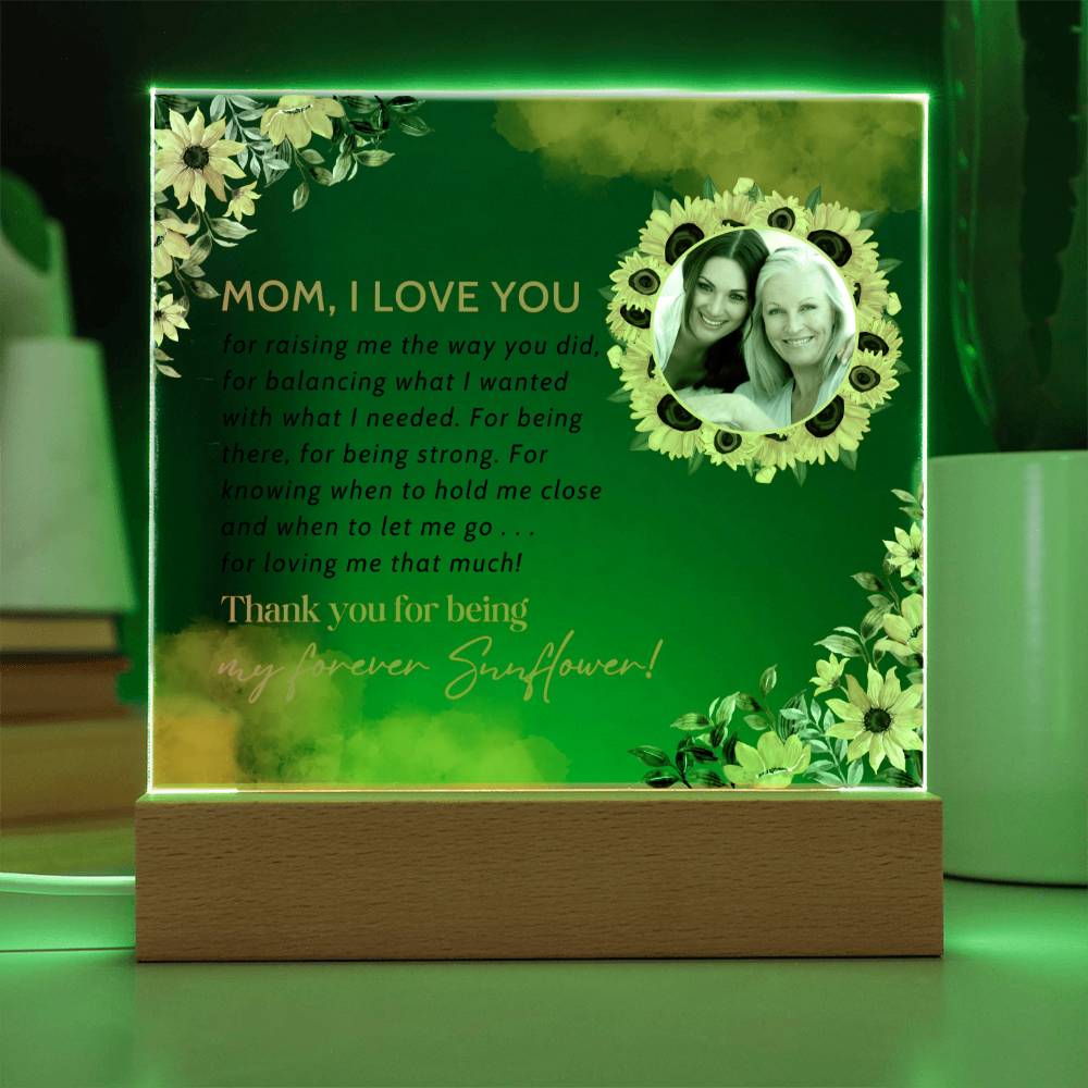 Personalised Mothers Day Gifts, Flower Gift for Mum, Birthday Gift Acrylic Plaque for Mum, Sentimental Mom Appreciation Gifts Anniversary