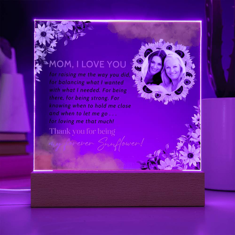 Personalised Mothers Day Gifts, Flower Gift for Mum, Birthday Gift Acrylic Plaque for Mum, Sentimental Mom Appreciation Gifts Anniversary