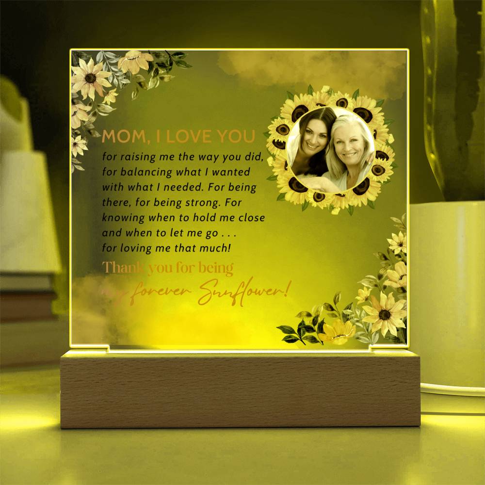 Personalised Mothers Day Gifts, Flower Gift for Mum, Birthday Gift Acrylic Plaque for Mum, Sentimental Mom Appreciation Gifts Anniversary
