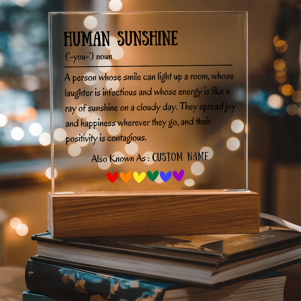 Human Sunshine Acrylic Plaque, Personalized Appreciation Gift for Women, Teacher Thank You Gift, Coworker Friendship Gift, Nurse Doctor Gift