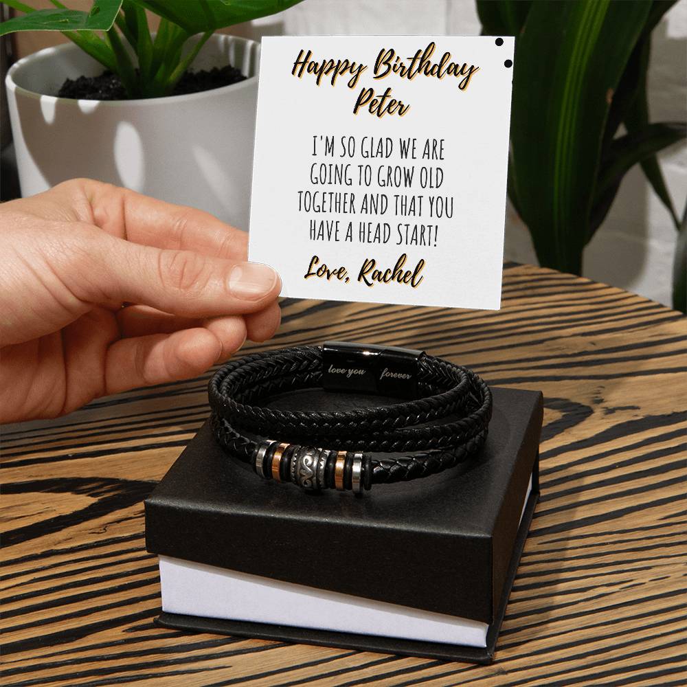 Funny Birthday Card with Bracelet for Men, Gift for older husband from wife, Gifts for Him, Birthday Gift for Fiance, Boyfriend Bday Gift
