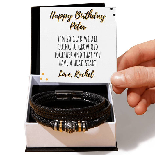 Funny Birthday Card with Bracelet for Men, Gift for older husband from wife, Gifts for Him, Birthday Gift for Fiance, Boyfriend Bday Gift