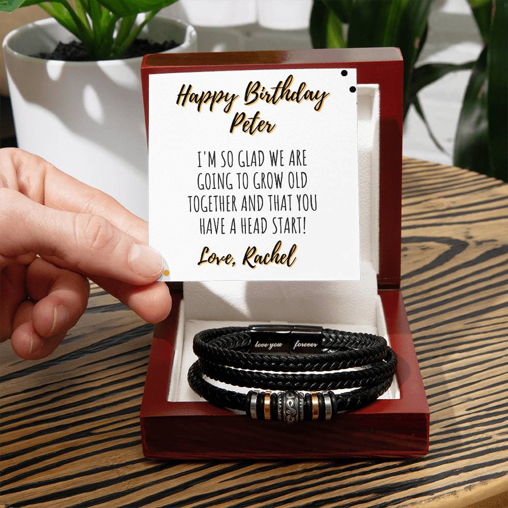 Funny Birthday Card with Bracelet for Men, Gift for older husband from wife, Gifts for Him, Birthday Gift for Fiance, Boyfriend Bday Gift