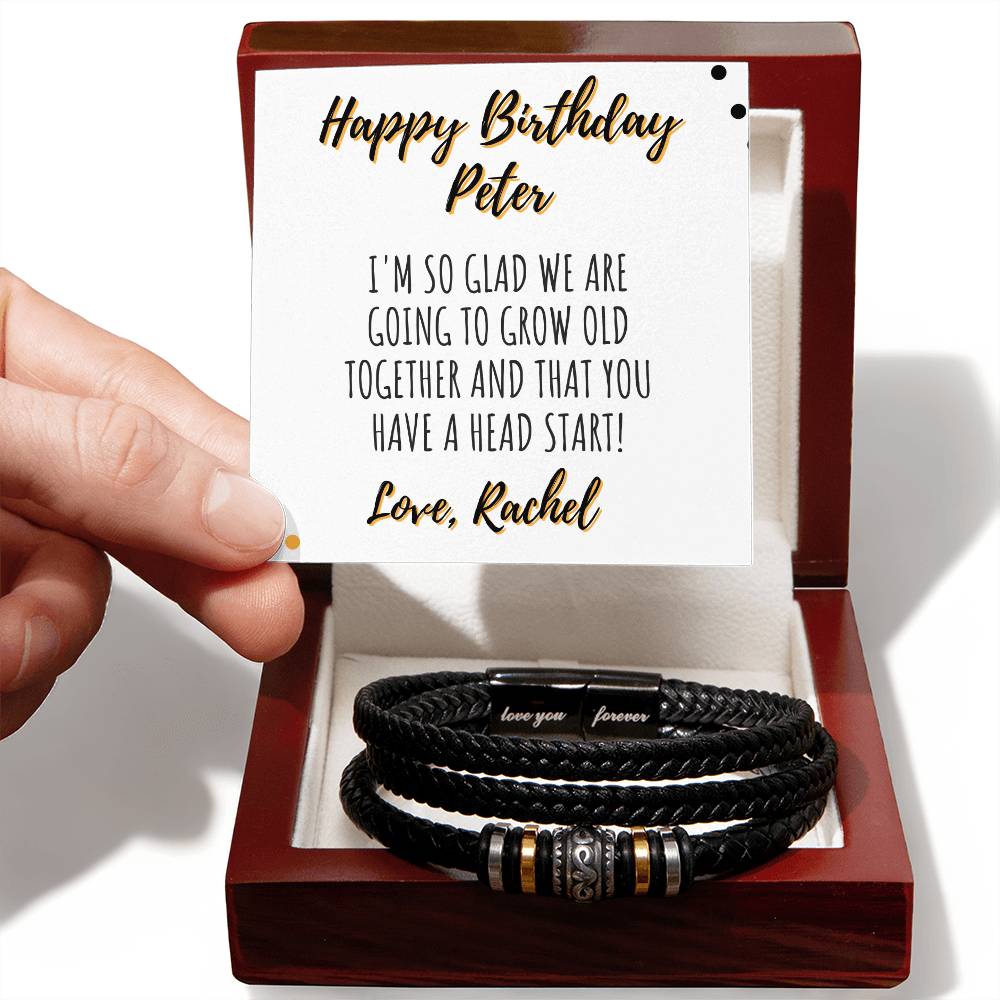 Funny Birthday Card with Bracelet for Men, Gift for older husband from wife, Gifts for Him, Birthday Gift for Fiance, Boyfriend Bday Gift