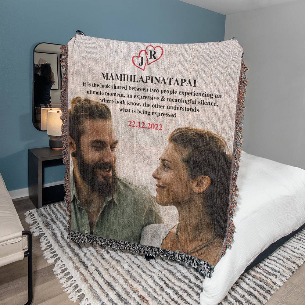 Picture Blanket With Text, Personalized Couple Photo Blanket, Family Blanket, Memorial Blanket, Anniversary Gift, Couple Gift