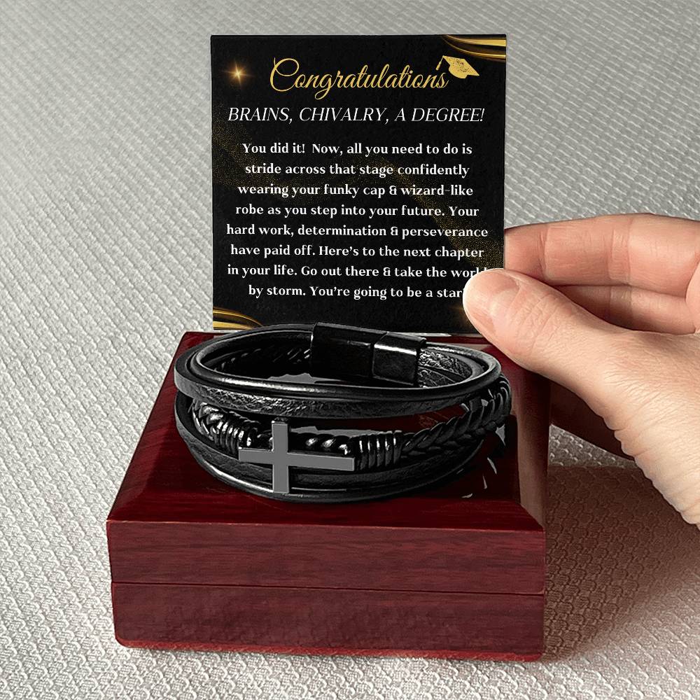 Graduation Bracelet congratulations degree gift idea grad hat and robe congratulatory university college milestone celebration
