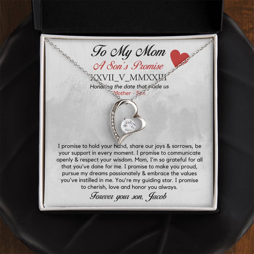 Personalised Roman Numeral Names Message Necklace Gift for Mom, Valentines Day Custom Gift, Mother's Day Gift To my Mom from Son