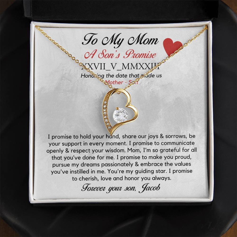 Personalised Roman Numeral Names Message Necklace Gift for Mom, Valentines Day Custom Gift, Mother's Day Gift To my Mom from Son