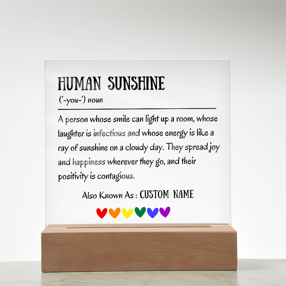 Human Sunshine Acrylic Plaque, Personalized Appreciation Gift for Women, Teacher Thank You Gift, Coworker Friendship Gift, Nurse Doctor Gift