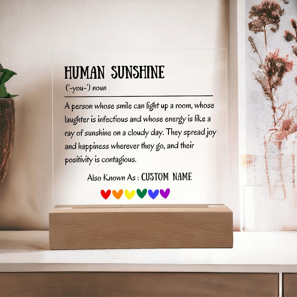 Human Sunshine Acrylic Plaque, Personalized Appreciation Gift for Women, Teacher Thank You Gift, Coworker Friendship Gift, Nurse Doctor Gift