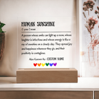 Human Sunshine Acrylic Plaque, Personalized Appreciation Gift for Women, Teacher Thank You Gift, Coworker Friendship Gift, Nurse Doctor Gift