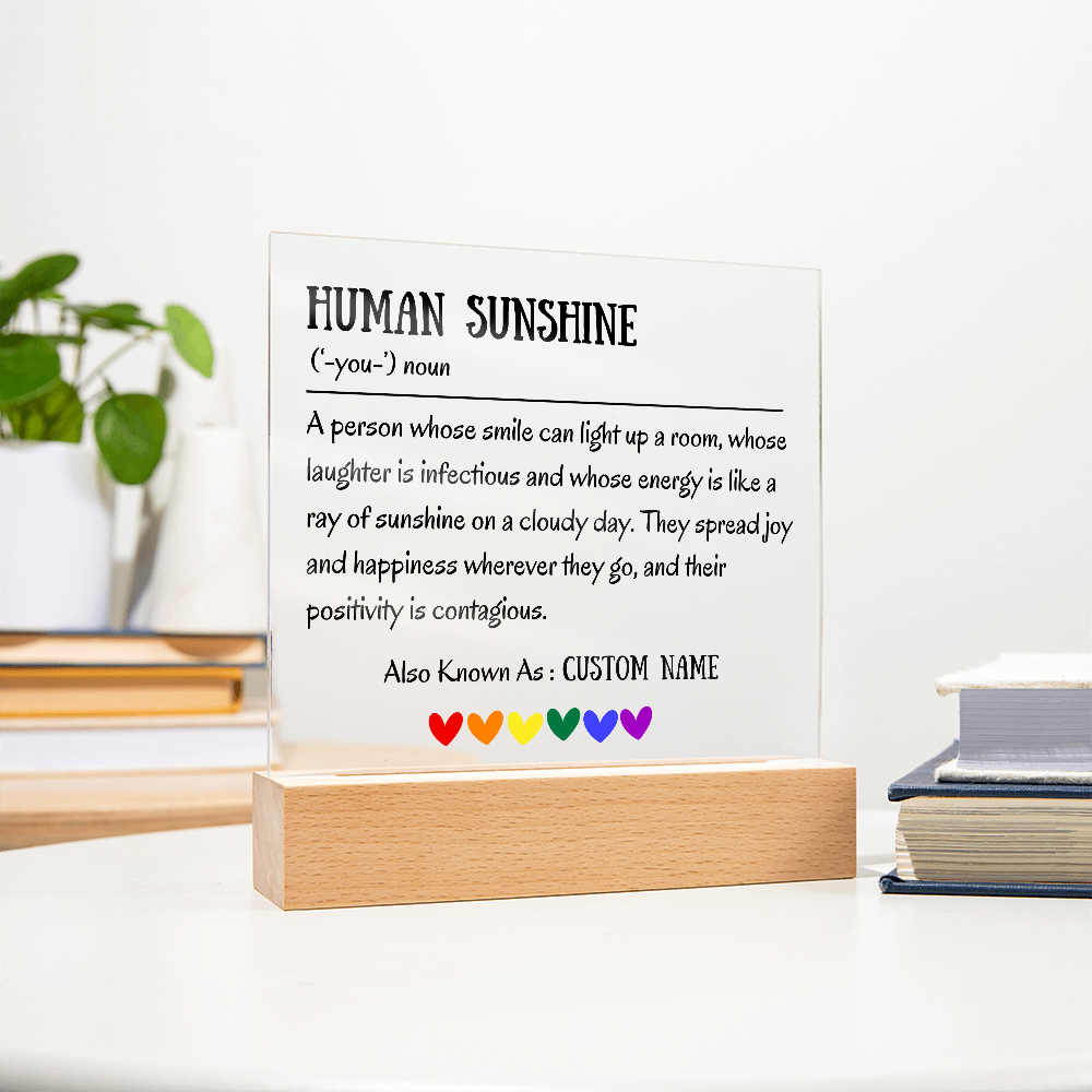 Human Sunshine Acrylic Plaque, Personalized Appreciation Gift for Women, Teacher Thank You Gift, Coworker Friendship Gift, Nurse Doctor Gift