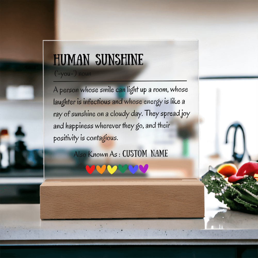 Human Sunshine Acrylic Plaque, Personalized Appreciation Gift for Women, Teacher Thank You Gift, Coworker Friendship Gift, Nurse Doctor Gift