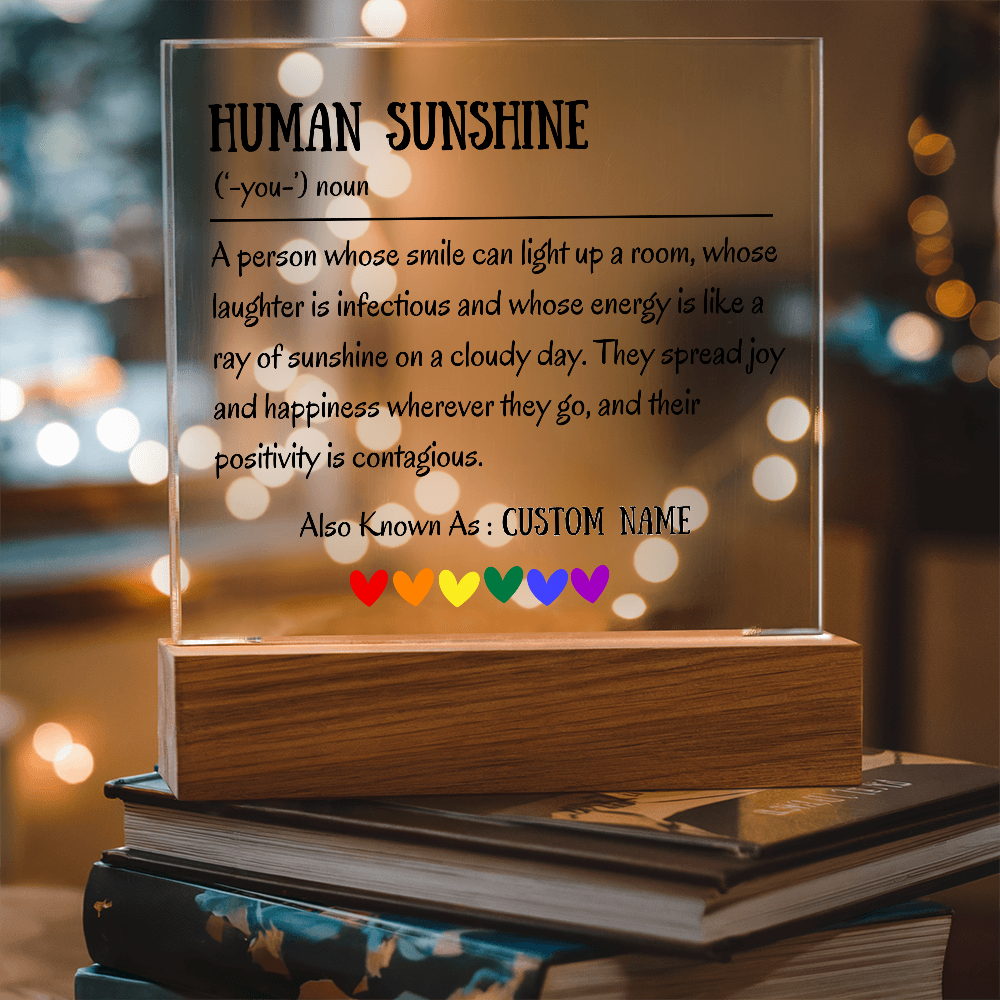 Human Sunshine Acrylic Plaque, Personalized Appreciation Gift for Women, Teacher Thank You Gift, Coworker Friendship Gift, Nurse Doctor Gift