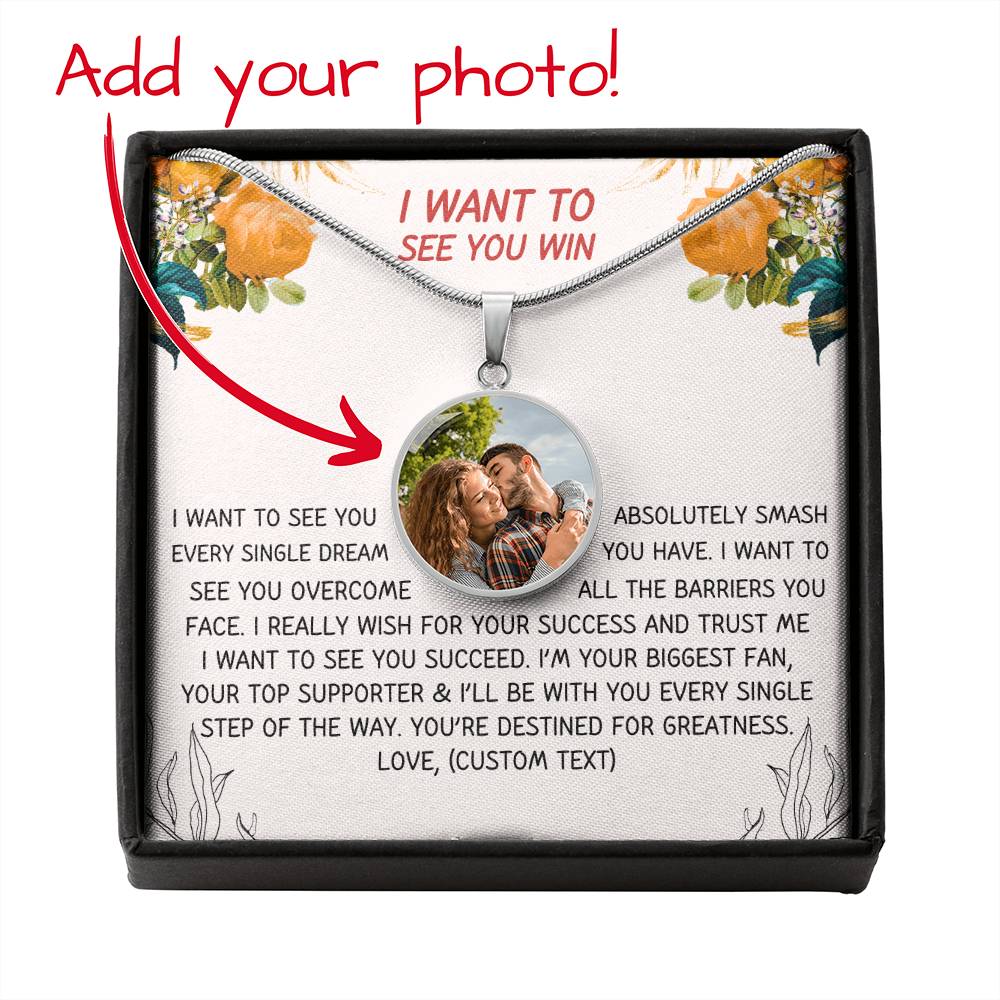 Personalized Name necklace Inspirational Motivational Quote jewelry Custom Photo Pendant Strength and Determination Encouragement Success