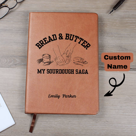 Custom Name Leather Journal, Sourdough Starter, Homestead Baking Gift, Bread Baking Gift Baking Journal Recipe Book, Homesteading gift