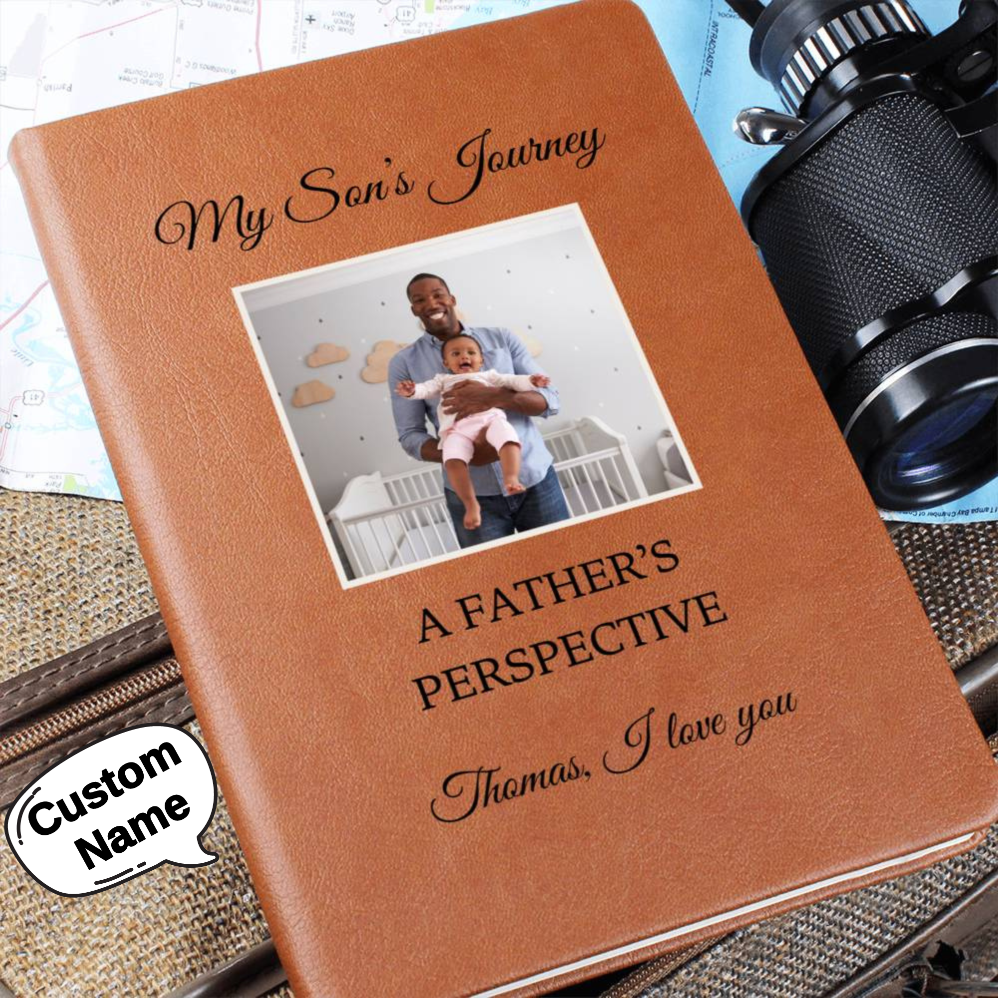 My Son's Journey Personalized Name Photo Notebook Custom Pregnancy Journal Baby Shower Gift for New Mom & Dad Boy Memory Book