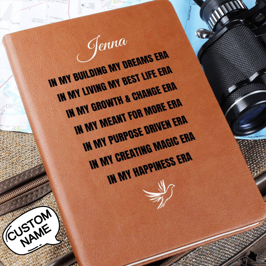 Personalized Name Leather Journal, Motivational Inspirational Quotes, In My Era Diary, Self Love Club, Dreams & Wellness Mental Health Gift