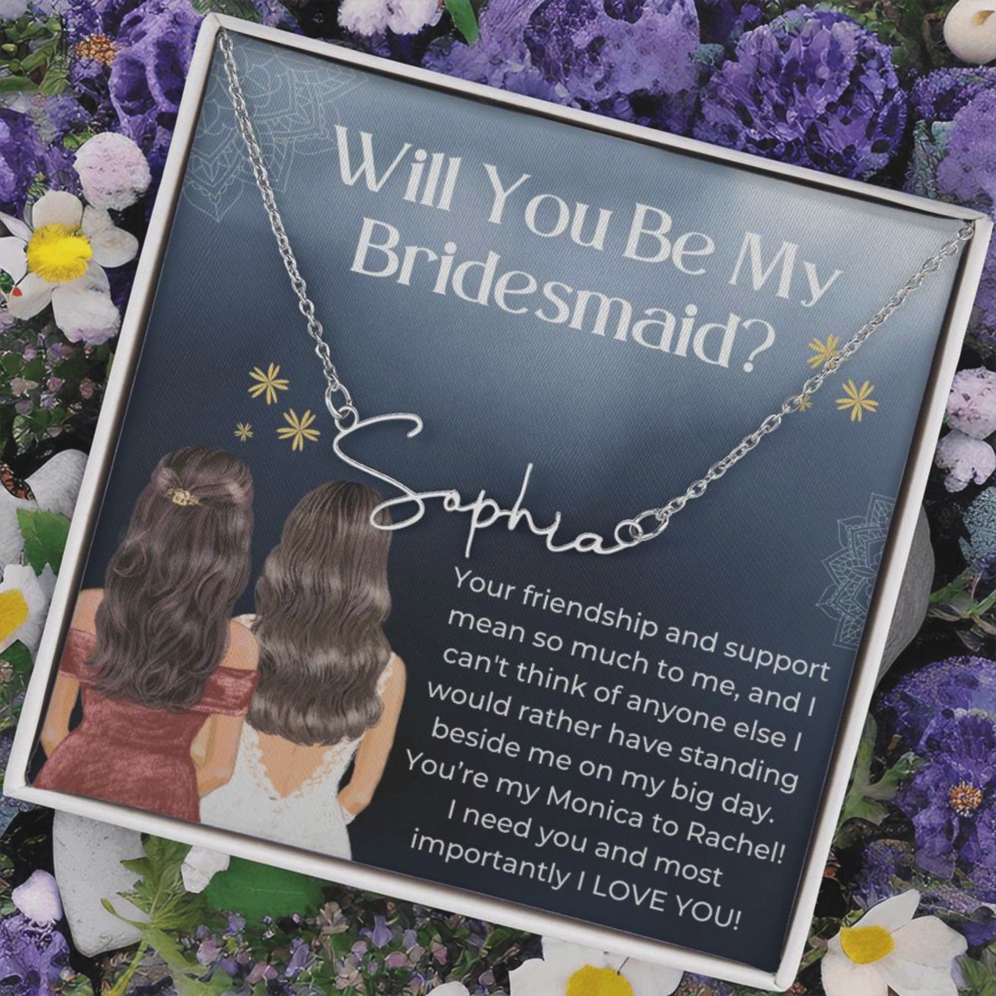 Personalised Necklace, Bridesmaid Gift, Will You Be My Bridesmaid Necklace Bridesmaid Proposal, Unique Bridesmaid Gift, Custom Name Necklace