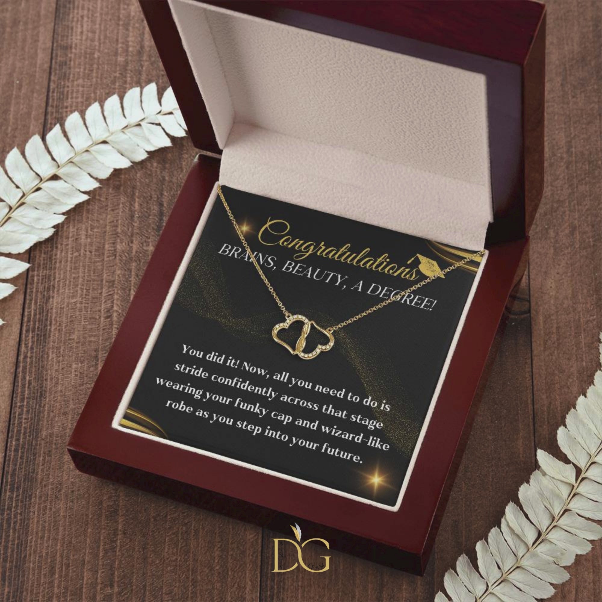 Graduation necklace jewelry congratulations degree gift idea grad hat and robe future stepping congratulatory milestone celebration