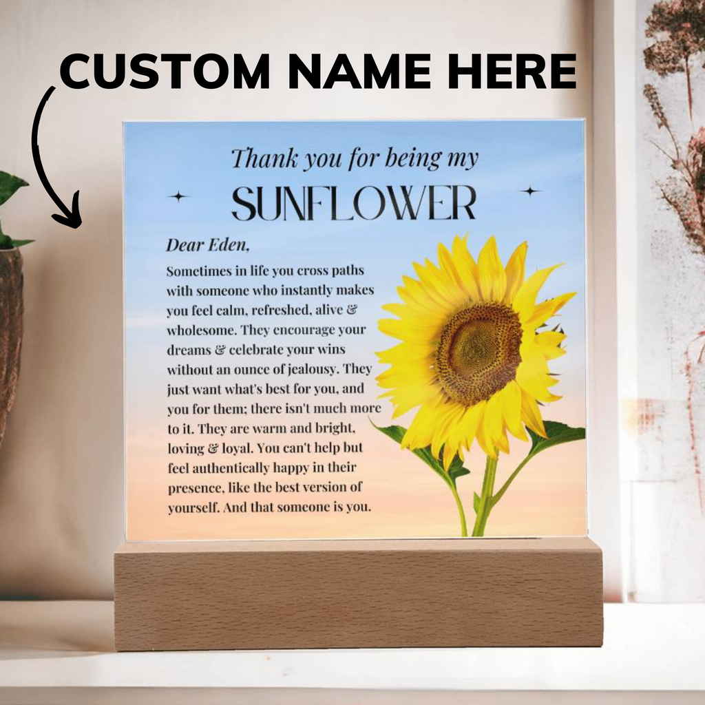 Personalised Special Person Gifts Flower Gift for Friends Mentor Birthday Gift Acrylic Plaque Sentimental Appreciation Gifts Thank You Gift