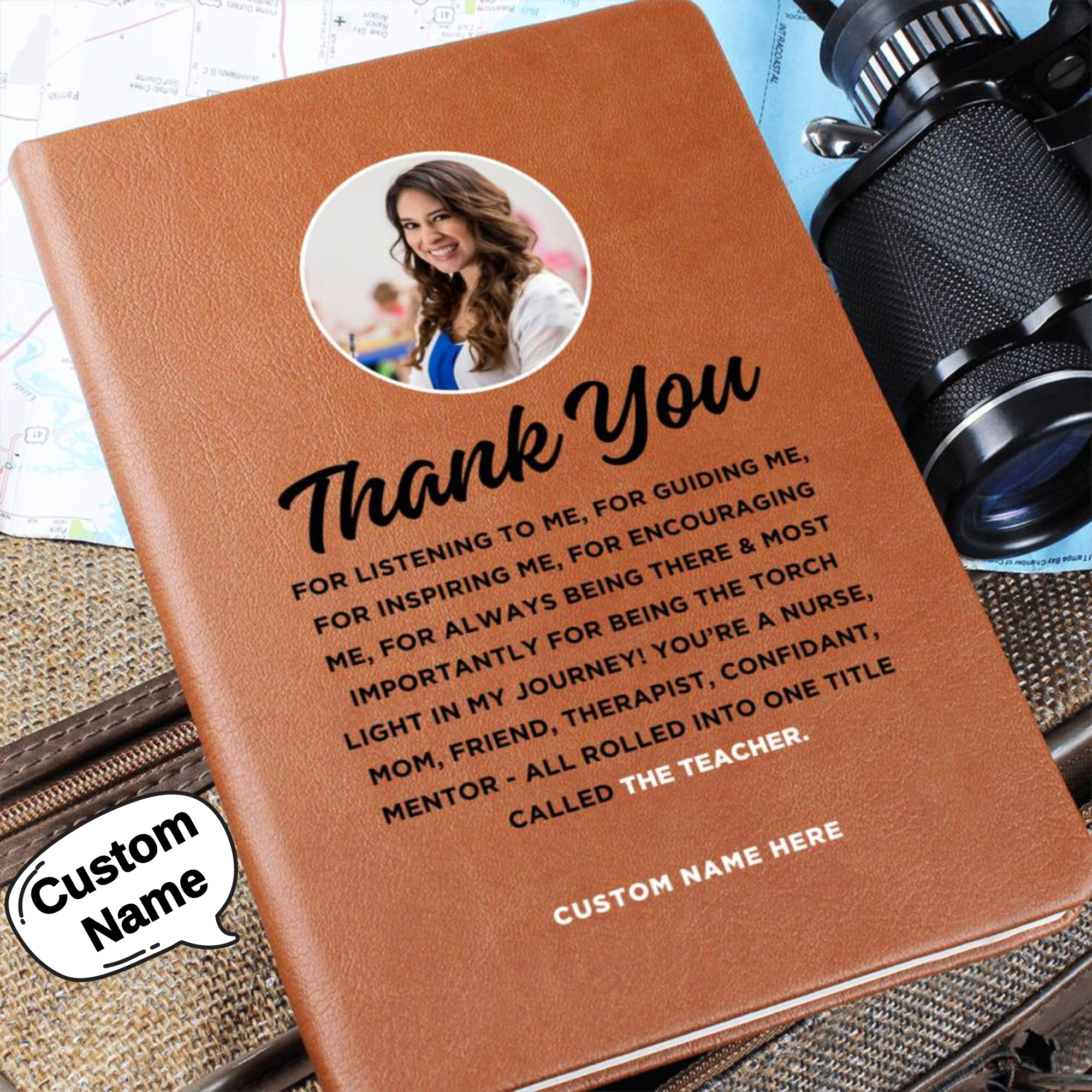 Thank You Teacher Journal, Teacher retirement gift, Teacher Gratitude, Appreciation Gifts for women teacher, Custom Photo and Name