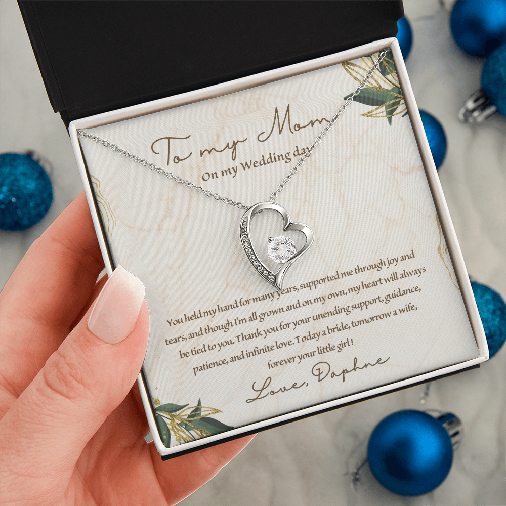 To My Mom On My Wedding Day Personalized Necklace, Mother of the bride Gift/Gift For mom/Wedding Gift for Mom/Bridal Shower Gifts/Mom Gifts